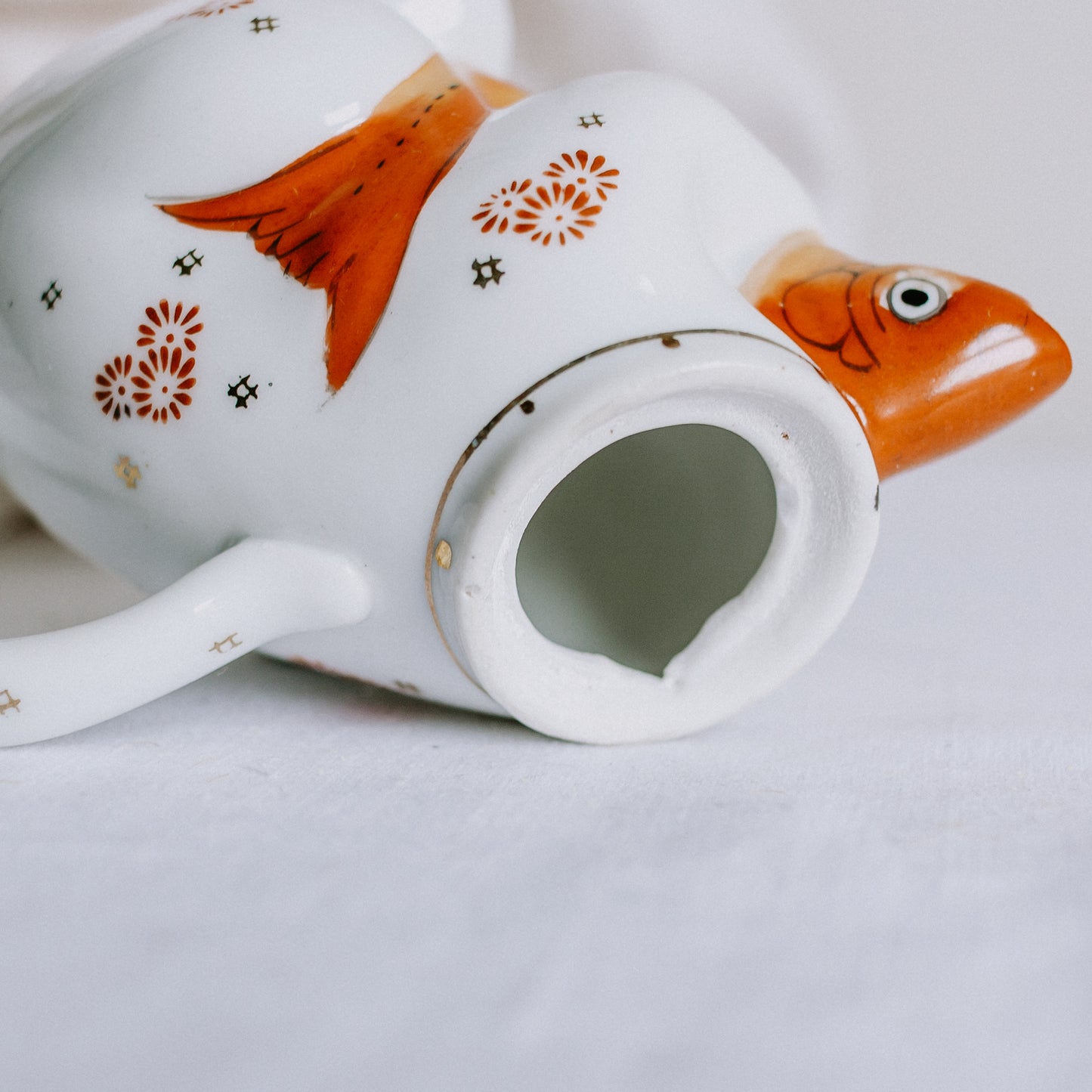 Chinese Lucky Cat with Koi Teapot