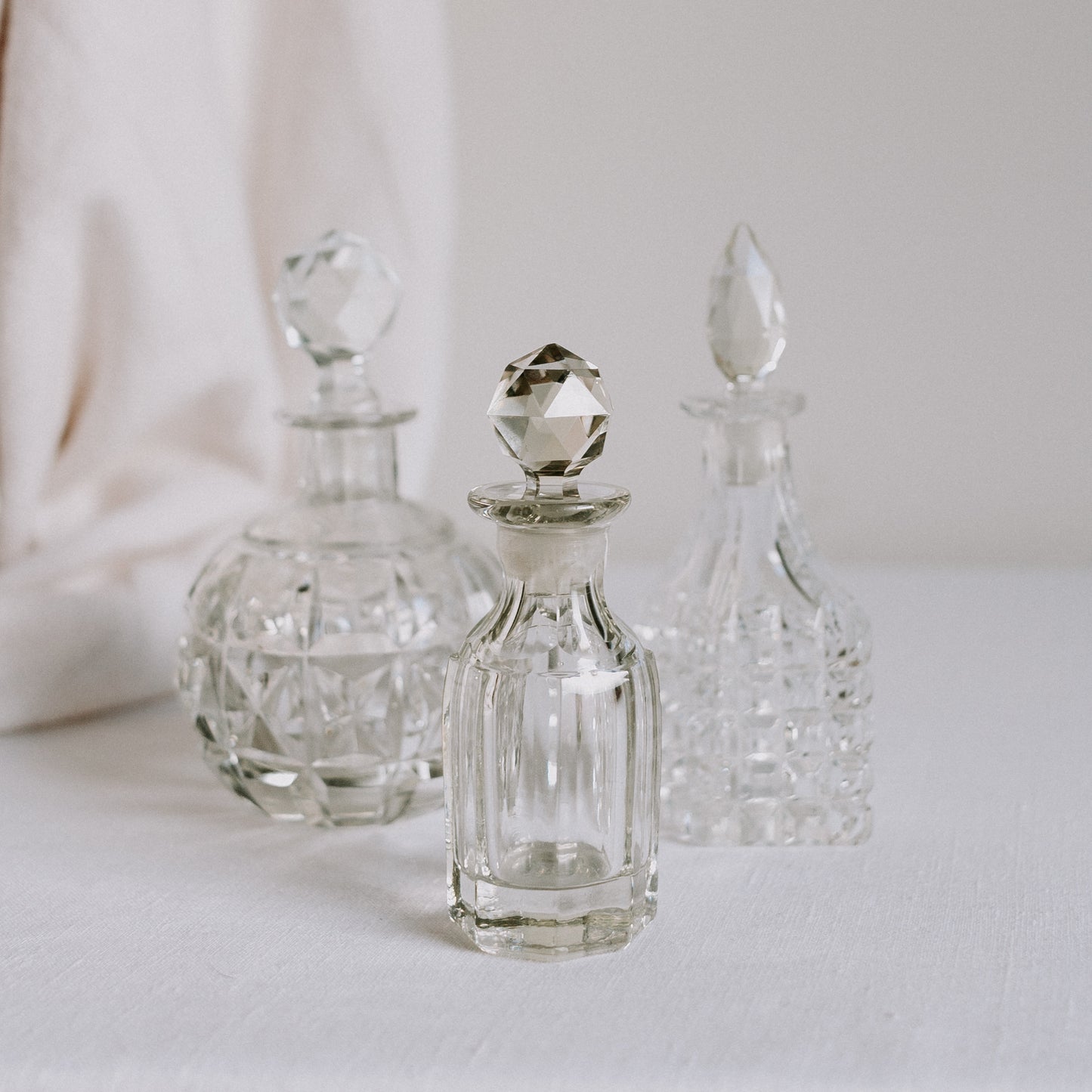 Cut Glass Perfume Bottle Set